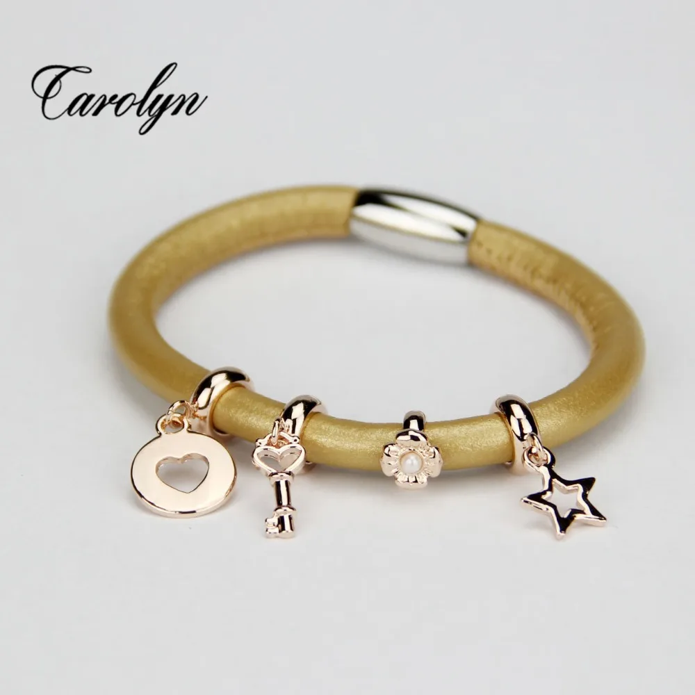 Endless Top Quality Sheepskin Endless Bracelet with and Gold Charms BR0126endless