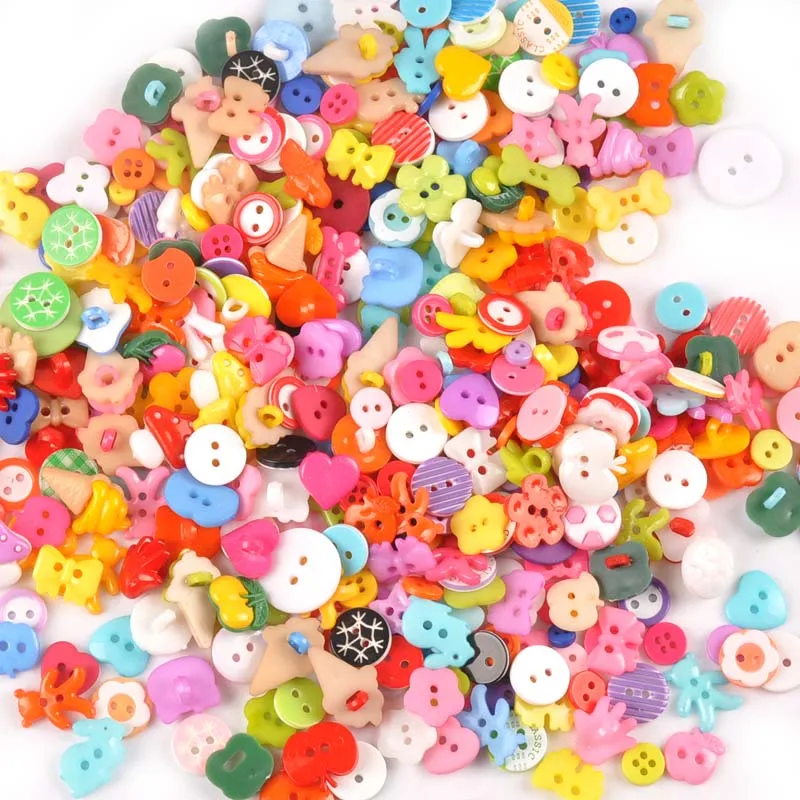 100Pcs Mixed Cartoon Dyed Shank Flatback Plastic Buttons For Clothing Kids Coat Boots Sewing Accessory Scrapbook DIY Craft M1895 3