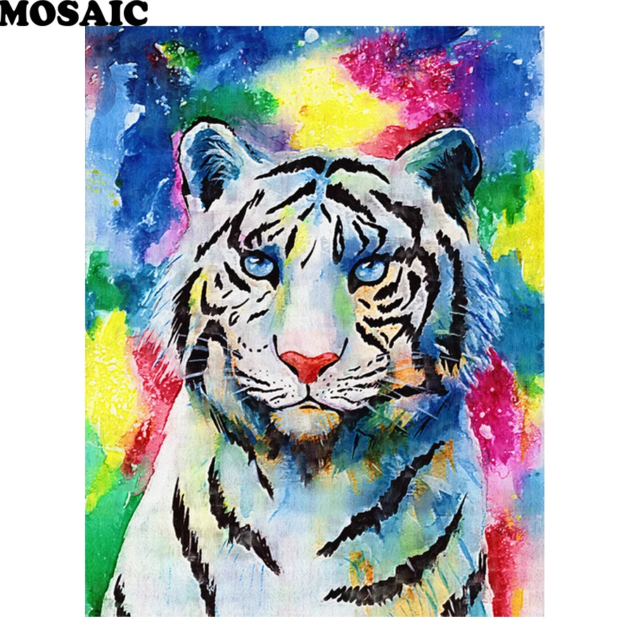

Алмазная 5d картина тигр «сделай сам», полноразмерная вышивка, мультяшный рисунок, животные, мозаика, украшение стразы, настенное искусство