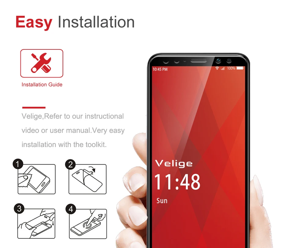 Velige Full Cover Tempered Glass for Huawei Nova 2i Nova2i 2 i Screen Protector Real 2.5D 9H Hardness Safety Glass (2)