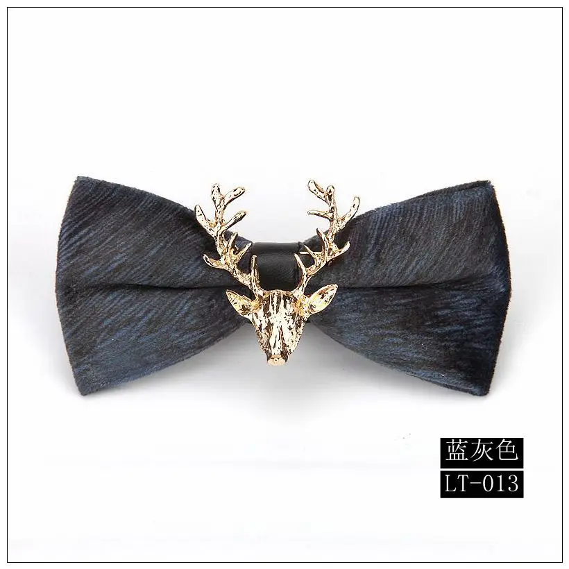 Свадебные праздничные подарки Золотой Рождественский голова оленя бархатный предварительно завязанный Галстук-бабочка шампанского галстук-бабочка - Цвет: LT-013