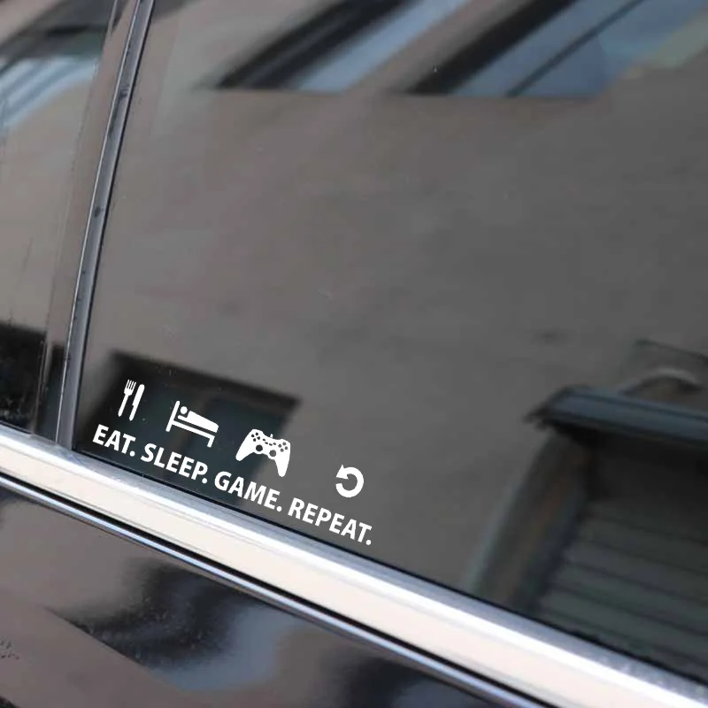 YJZT Car Sticker Eat Sleep Game Repeat Gamer Vinyl Decal C22-0284 16.6CM*4.2CM image 6