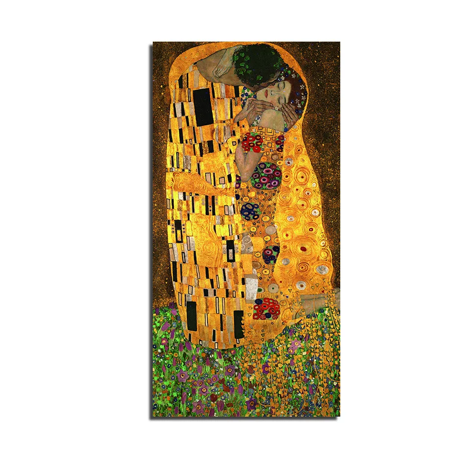 The Kiss Gustav Klimt холст масло и золотой лист 1 шт. настенное искусство огромный
