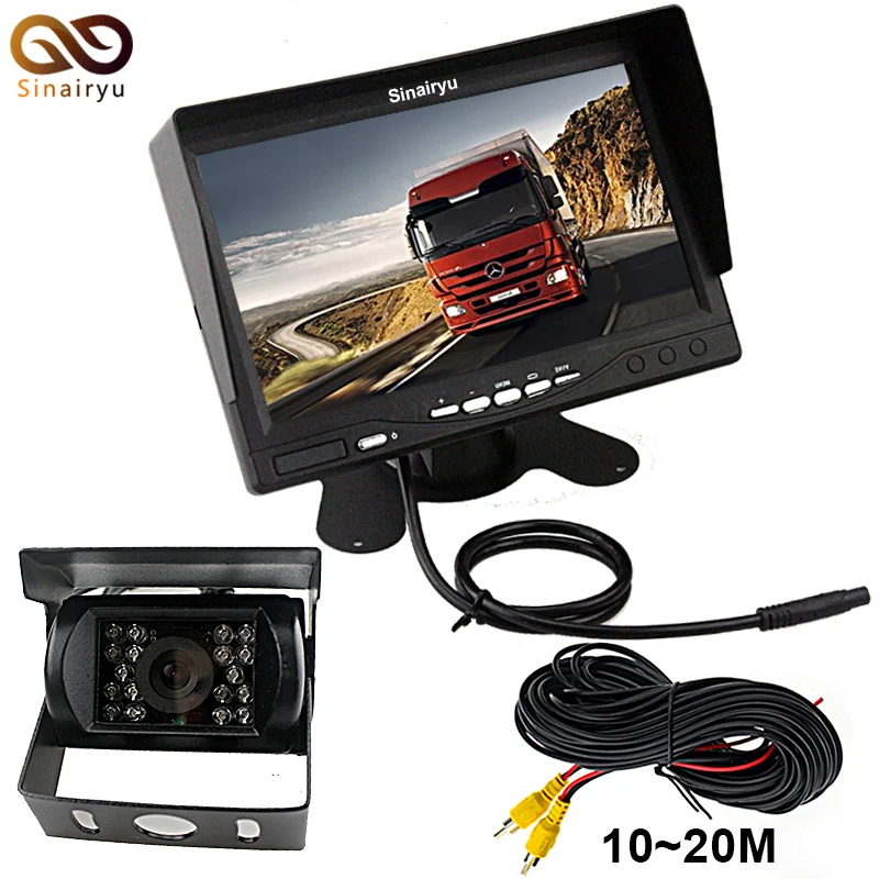 

DC 24V HD 7 Inch Sun Shade Car Parking Monitor Display Screen With 2CH Video Input + IR Night Vision Rear View Camera
