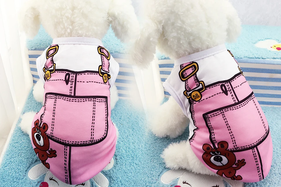 PET Cheap Dog Clothes With Free Shipping Mesh Cute Dog Vest 8 Cartoon Styles Spring Summer Dog Clothes For Small Dogs 608