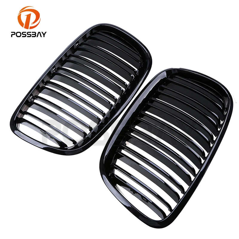 

POSSBAY Car Front Grille for BMW X6 M (E71) 2009/2010/2011/2012/2013/2014 Gloss Black Front Kidney Grilles Grills Car Cover