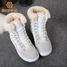 Детская зимняя обувь Теплые ботильоны с принтом, ботинки со снежинками г. дизайн, Короткие стильные ботинки большого размера плюш, мех, на шнуровке, Нескользящие