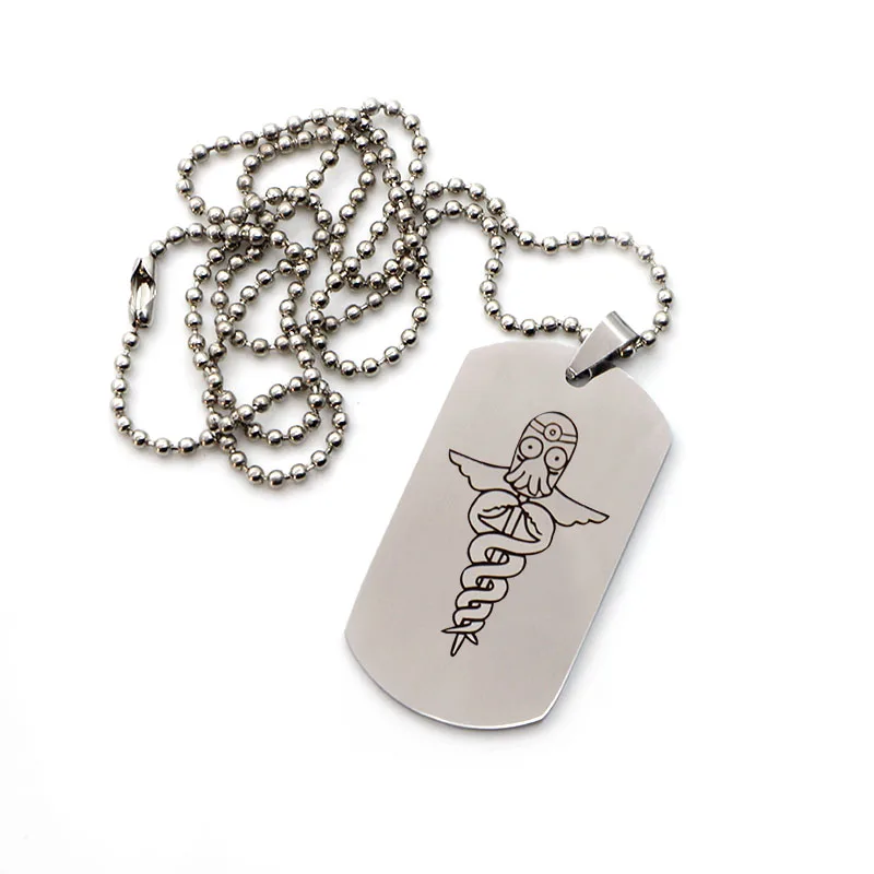 DMLSKY Futurama ожерелье s подвеска из нержавеющей стали ожерелье Шарм Панк ювелирные изделия для мужчин креативный подарок шеи цепи кулон M2068