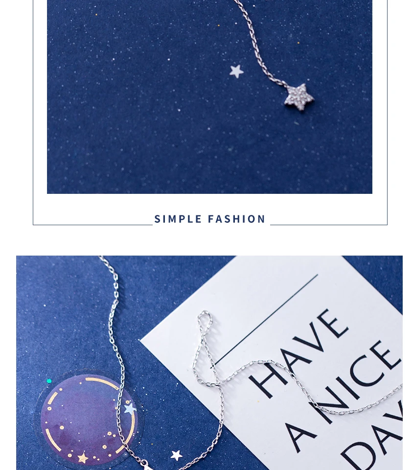 925 Sterling Silver Star Pendant Necklace Cubic Zirconia Micro Paved Fashion Jewely Sex Small Choker Necklaces For Women Girls (6)