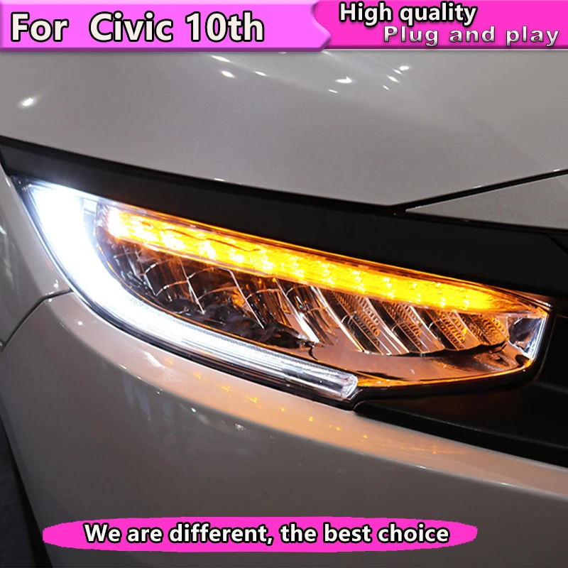 Авто Стайлинг фара в сборе для Honda Civic 10th светодиодный головной светильник 2015 2016