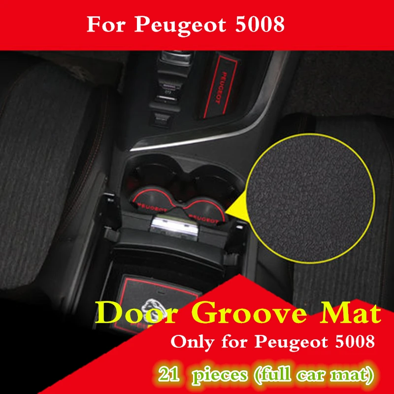 Interior Gate Slot Pad Slip Protection Cup Mats Rubber Non-Slip Dust Mat Kit Auto Decoration Accessories TDPQR Car Door Groove Mat Non-Slip Door Slot Pad for Peugeot 5008 SUV 2017-2020