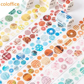 

Coloffice Colorful Washi Tape Round Shape Stationery Sticker Practical Handbook Release Paper Material Decoration Sticker 1PC