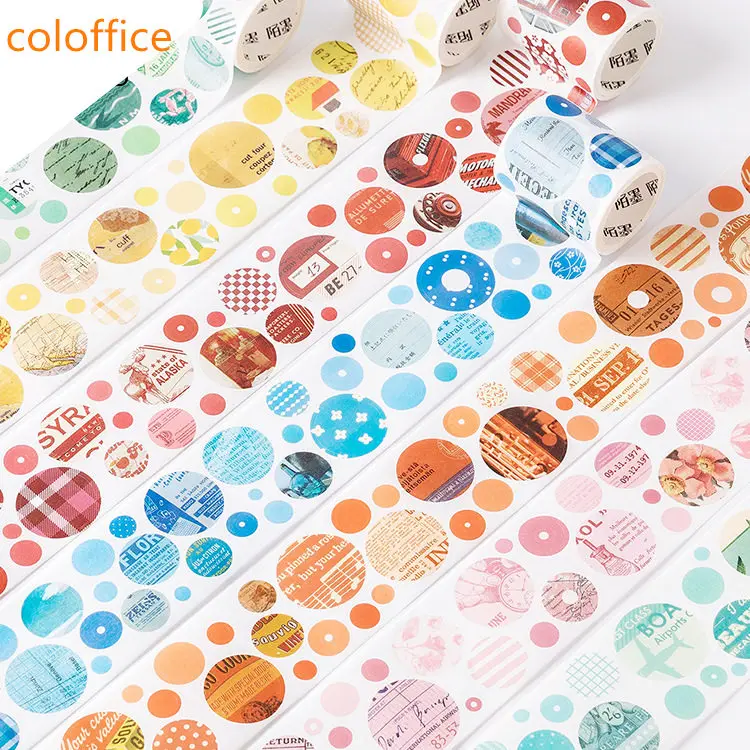 Красочная лента Coloffice Washi круглая форма стикер для канцелярских товаров