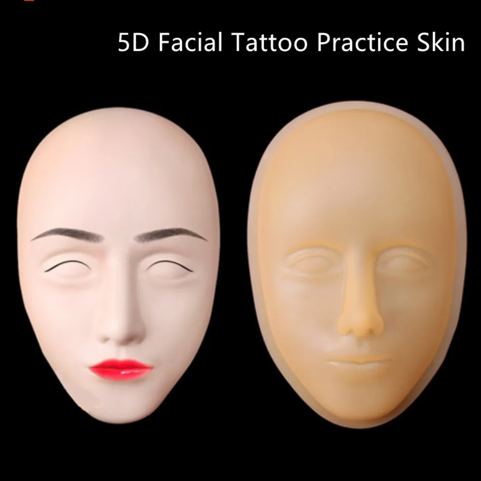 

5D Facial Tattoo Training Head Silicone Practice Lip/Eyebrow Tattoo Skin Mannequin Face/Head For Permanent Makeup Beginners
