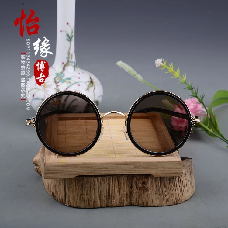

Old Shanghai Republic natural crystal glasses pure copper frame sunglasses