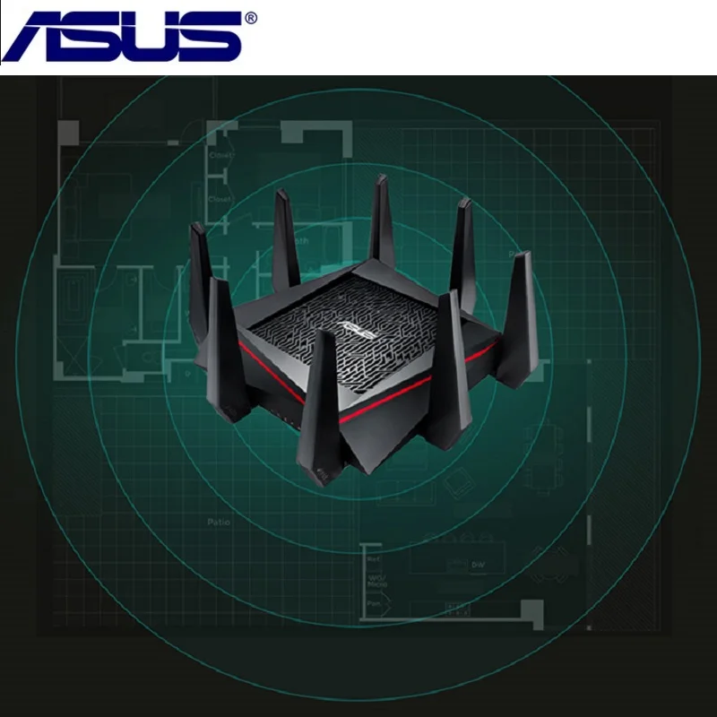 

Original ASUS RT-AC5300 5334Mbps Wireless Router AC5300 2.4GHz/5GHz Tri-Band MU-MIMO Gigabit Wifi Repeater Router US Plug
