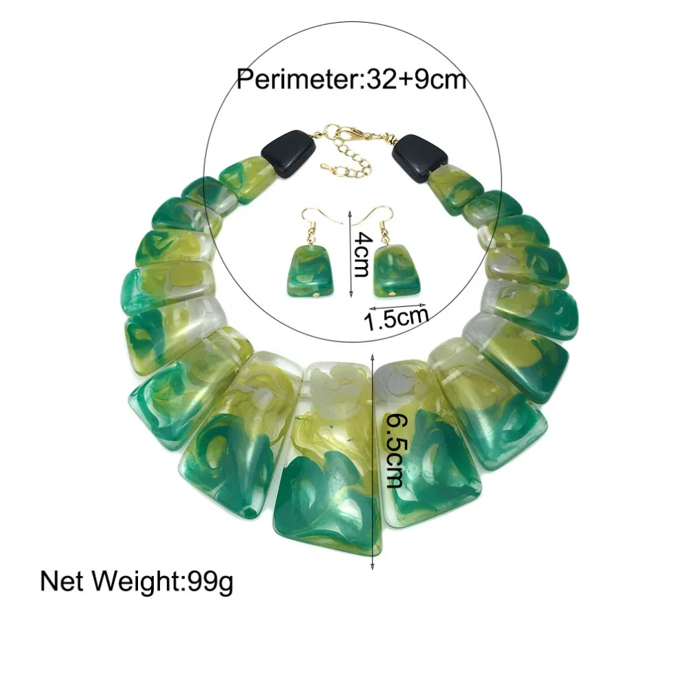 MANILAI, большое цветное прозрачное ожерелье из смолы, наборы с серьгами, женское геометрическое ожерелье, Модный Ювелирный Набор