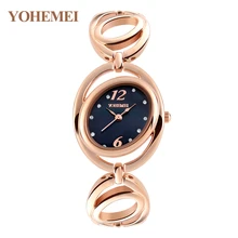 YOHEMEI Nueva Marca Relojes Mujeres Marca de Lujo de Oro de Aleación de Correa de reloj Pulsera de Cuarzo Para Damas Casuales montre femme