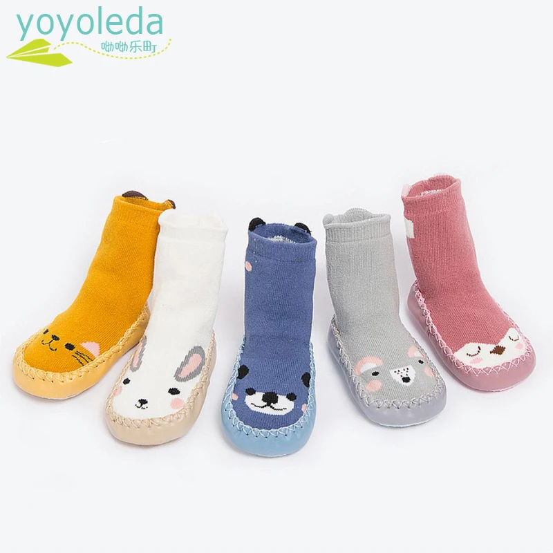 Newborn Foot Socks Baby Boys Girl Socks Shoes Warm Soft Leather Soles
