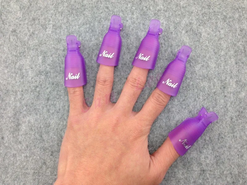 

YWK 10PCS Nail Art Plastic Gel Nail Polish Remover Soak Off Cap Clip UV Gel Polish Wrap Tool fluid for removal of varnish