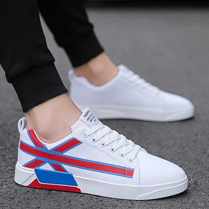 

Outdoor Sport Skateboarding Shoes Men Summer Canvas Walking Shoes Women Spring Autumn Gym Lace Up Black Red White Design Sneaker