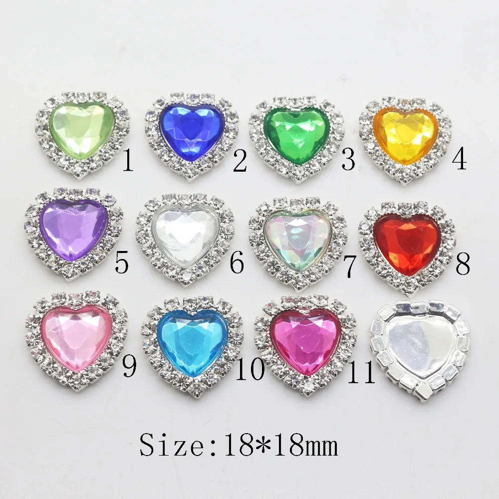 New heart shaped rhinestone embellishments buttons for clothes wedding ...