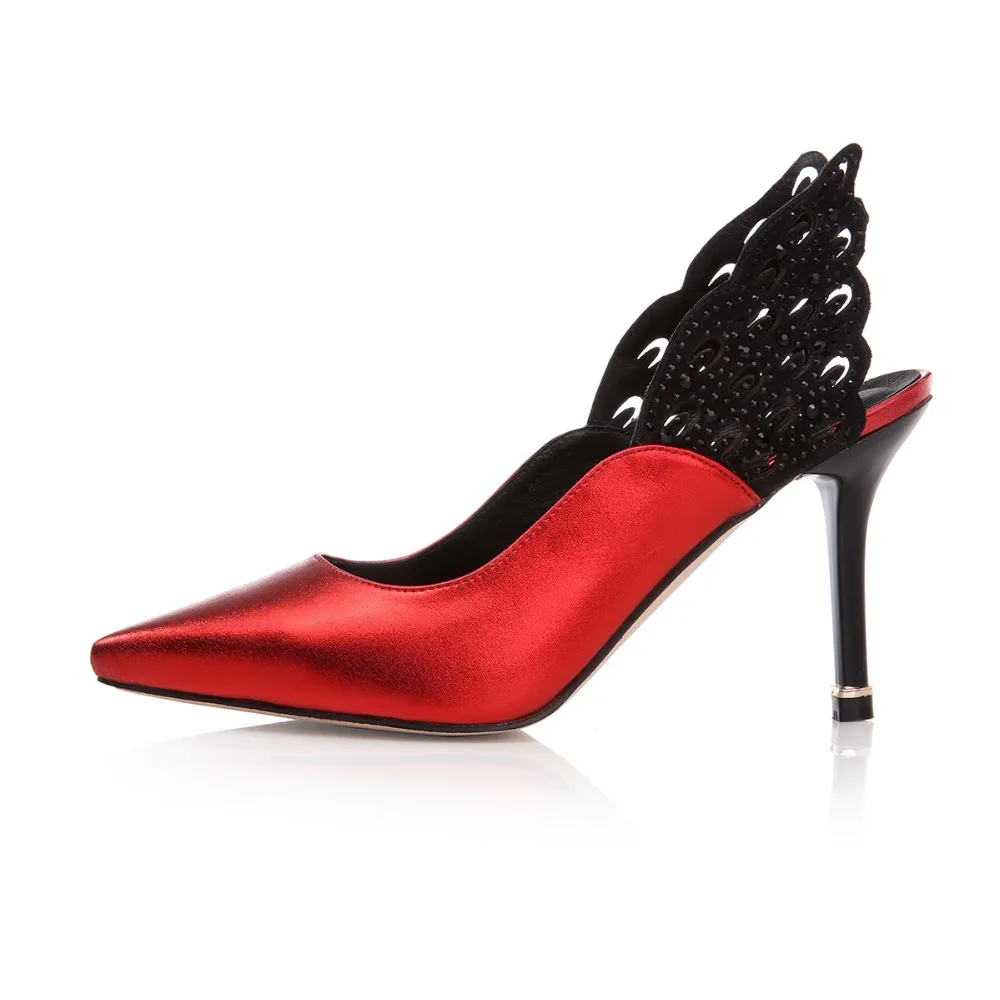 

Pointed Toes Slingbacks Sexy High Heels Fashion Wing Thin Heel Ladies Shoes Pumps 9cm Leather Shoes Women Party