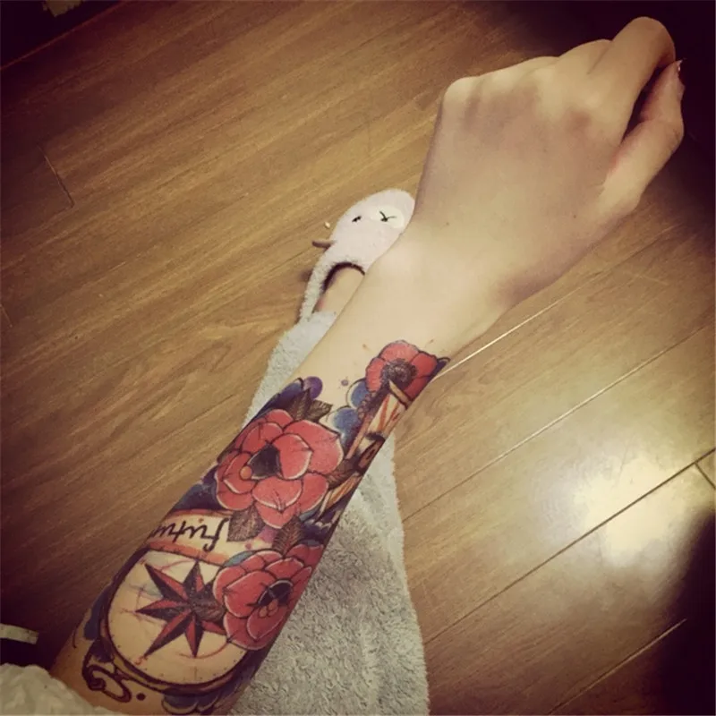 2 шт./партия водонепроницаемый временный тату Цветок дизайнерский тату-стикер переводная временная татуировка рукав