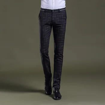 

Striped Plaid Suit Pants Mens Black Trousers Business Casual Pants Men