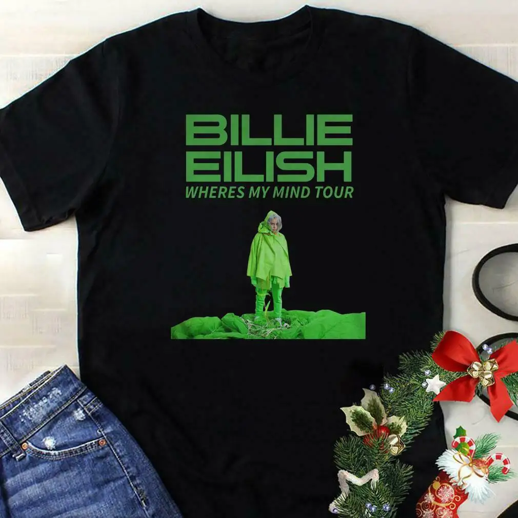 Billie Eilish Wheres My Mind Tour T-Shirt 2019 Мужская футболка с круглым вырезом и солнечным светом футболка с короткими рукавами, большие размеры