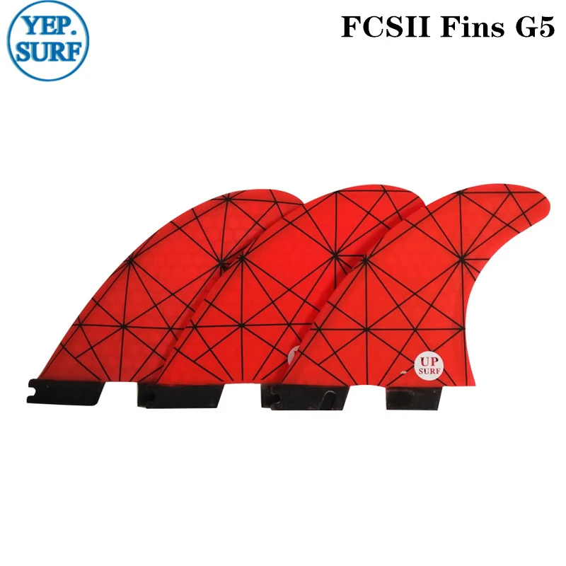 Плавники для серфинга FCS2 G3/G5/G7, сотовые плавники для серфинга с тремя плавниками, набор fcs плавников из стекловолокна - Цвет: New style Red G5