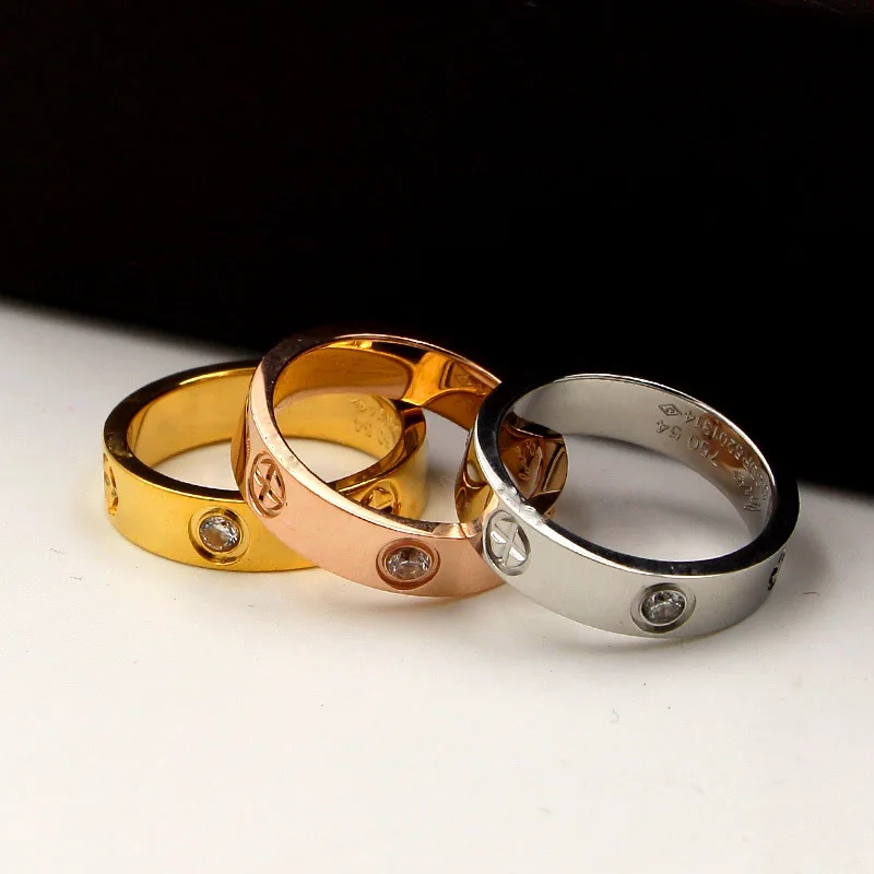 Titanium Steel Fashion Classic Luxury Brand Bague Cross Patter Wedding Love Ring For Women/Men Gold Color cart Lovers Jewelry