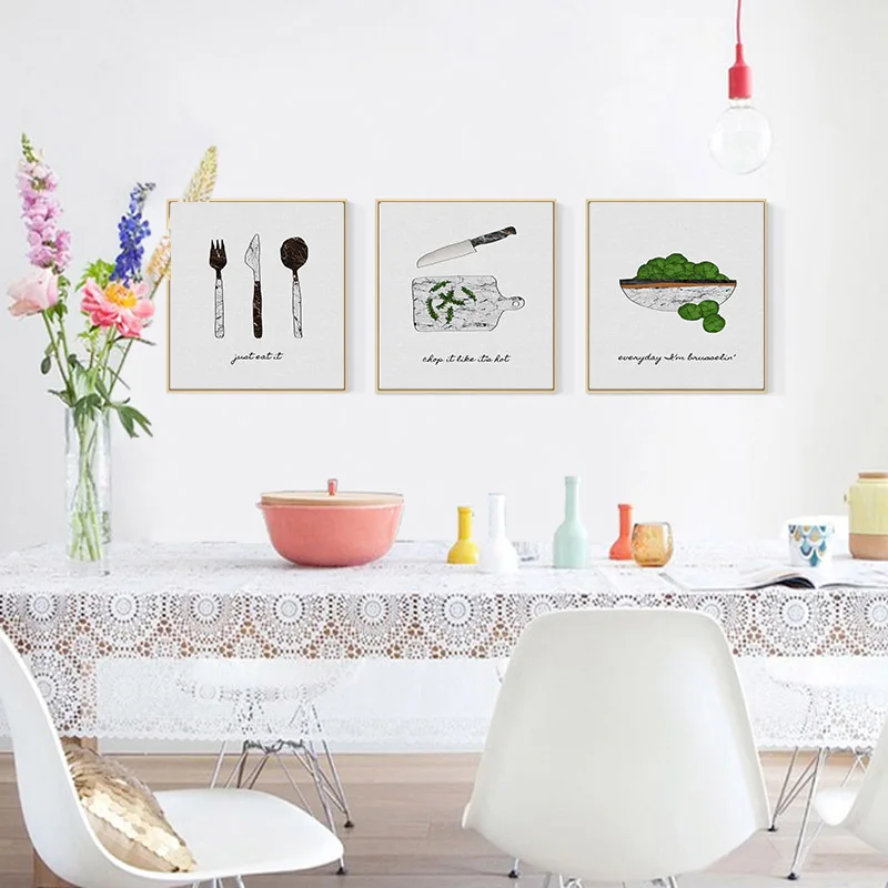 NEWBEEARTS Noframe Canvas Cook Meal Cookies Chef And Vegetables Wall