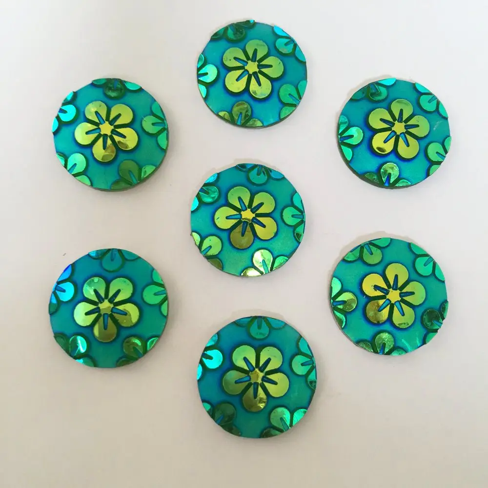 DIY 10개 20mm AB 라운드 수지 꽃 플랫백 웨딩 버튼 diy 공예 K05