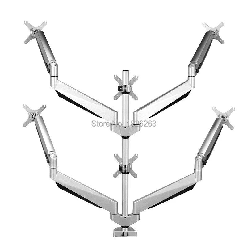 D7S алюминий полный движения шесть рук lcd светодиодный тв крепление 1"-24" кронштейн для монитора держатель с пневматической пружиной кронштейн с USB и аудио портами
