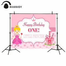 Allenjoy фотографический фон розовый Довольно Замок принцессы День рождения фон для приглашений photocall профессиональный