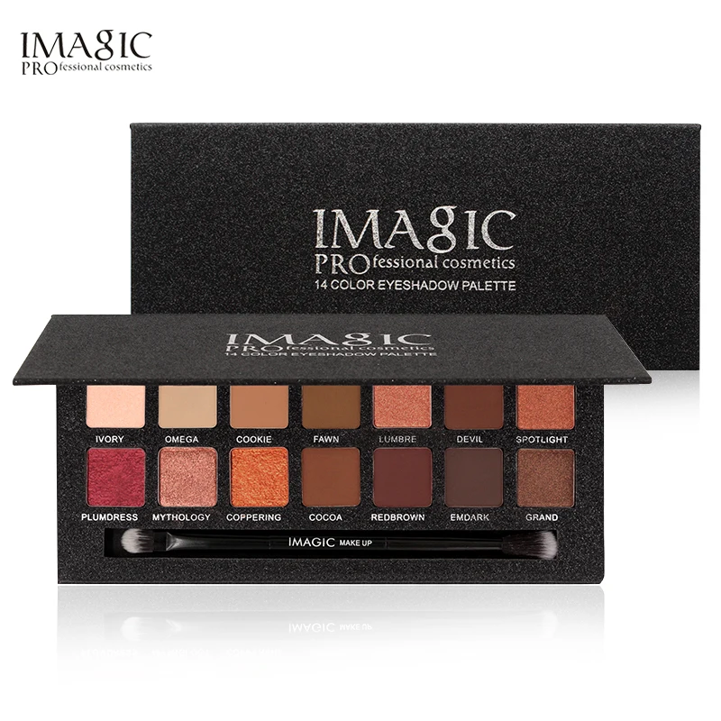 

IMAGIC Brand Minerals Pigments Waterproof Nude Eyeshadow Palette Makeup Shimmer and Matte Powder Eye Shadow Natural 14 Color