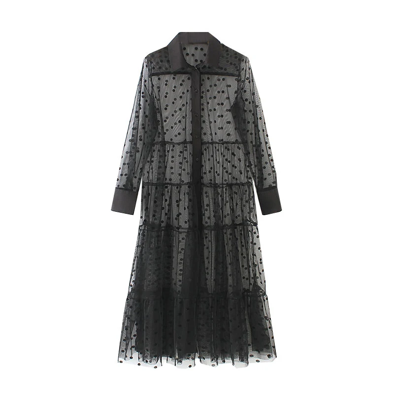 Женское платье в горошек Boho Прозрачное для вечеринки английском стиле 2019|Платья|