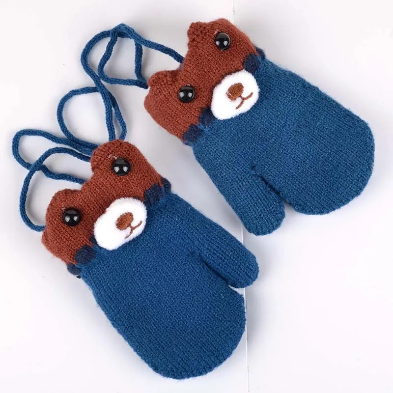 Bear Winter Baby Gloves Cartoon Warm Kids Mittens Knitted Cotton Baby Gloves For Girls Boys Crochet Mittens Baby Accessories (8)