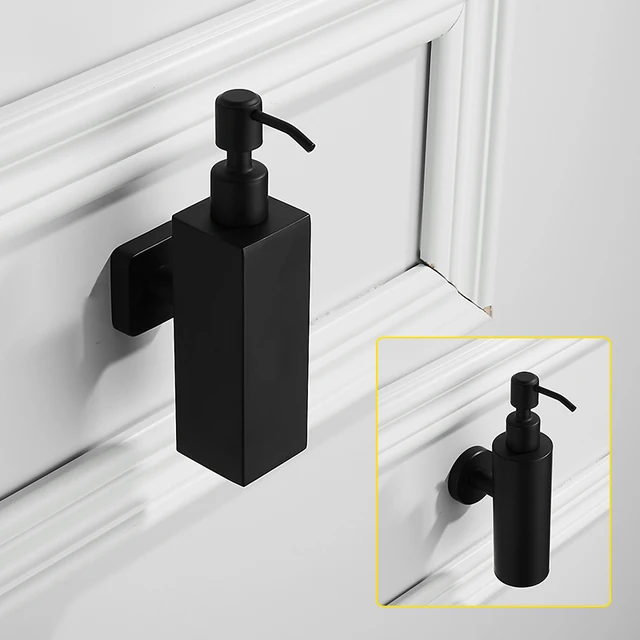 Auswind Black Hand Soap Dispenser Wall Mounted Sus 304 Stainless Auswind Black Hand Soap Dispenser Wall Mounted Sus 304 Stainless Steel For Bathroom 300ml Liquid
