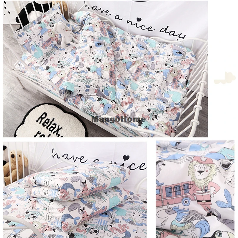 (2pcs a set) customize baby bed quilt cover and pillowcase 100% cotton kids bedding set dinosaur unicorn design baby bed linen (6)