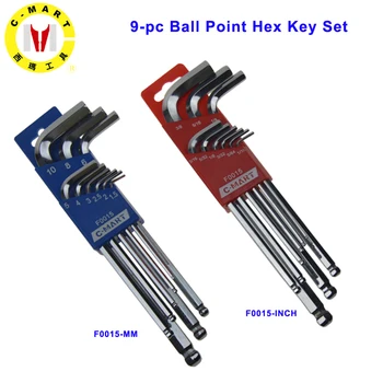 

C-MART Tools Good Quality 9PCS CR-V Wrench Allen Key Socket Hexagonal Wrenches Set Spanner For repair bicycle Hand tool set