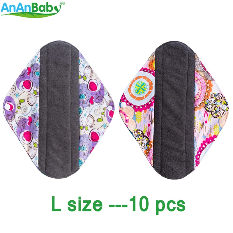 

Ananbaby Menstrual Pads For Mama Reusable Waterproof PUL Cloth Menstrual Sanitary Pads Size L (30.5cmx9cm) 10pcs/Lot
