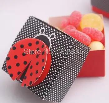

100 PCS Free Shipping Cute Ladybug Candy Paper Box Baby Shower Party Gift Wedding Candy Box (STPB-010)