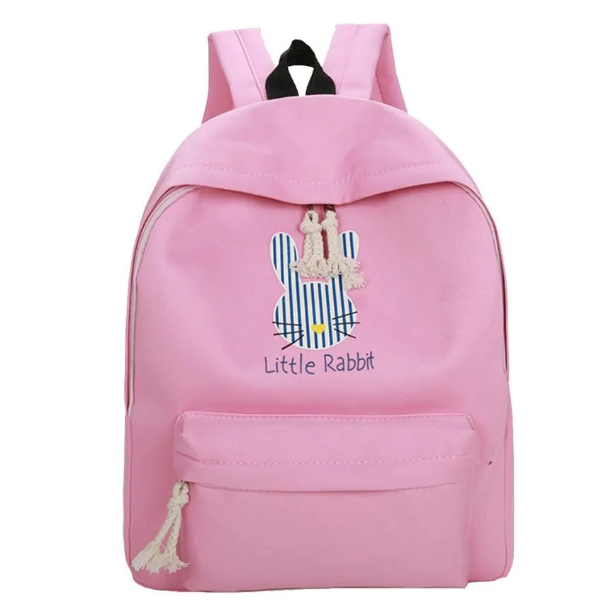 

Cute Cartoon Rabbit Preppy Style School Bag Travel For Teenage Girls Rucksacks Canvas Back Bag Mochilas Feminina #40