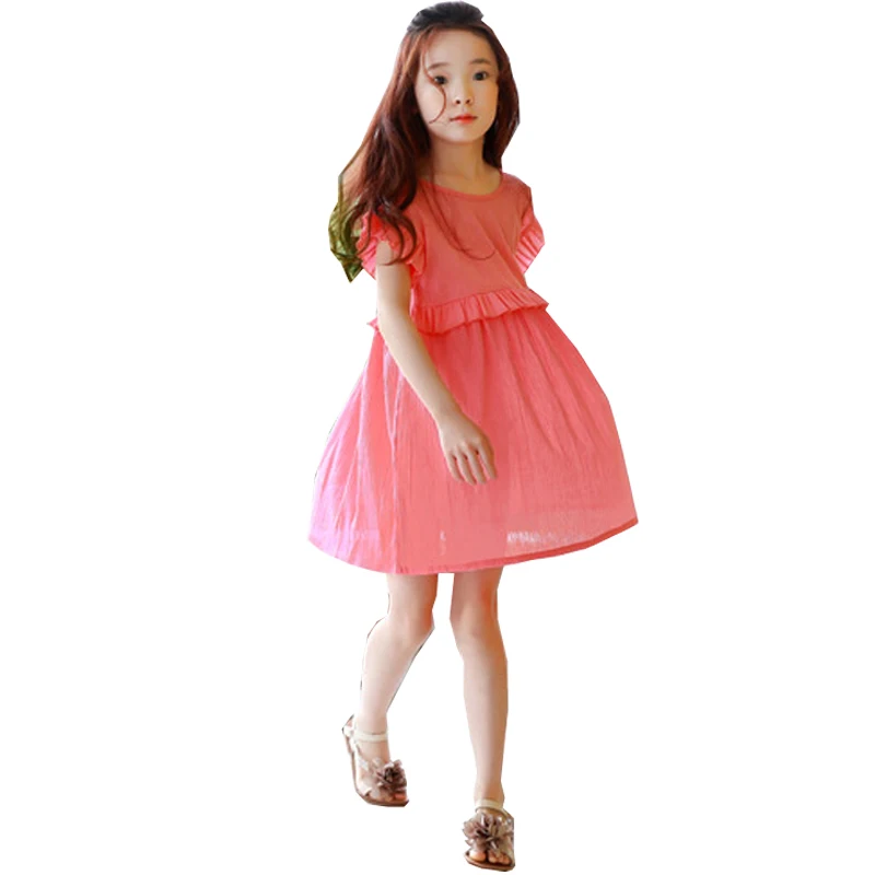Летний стиль 2017 г. Ruched детское Сетчатое платья принцесс для девочек свободные