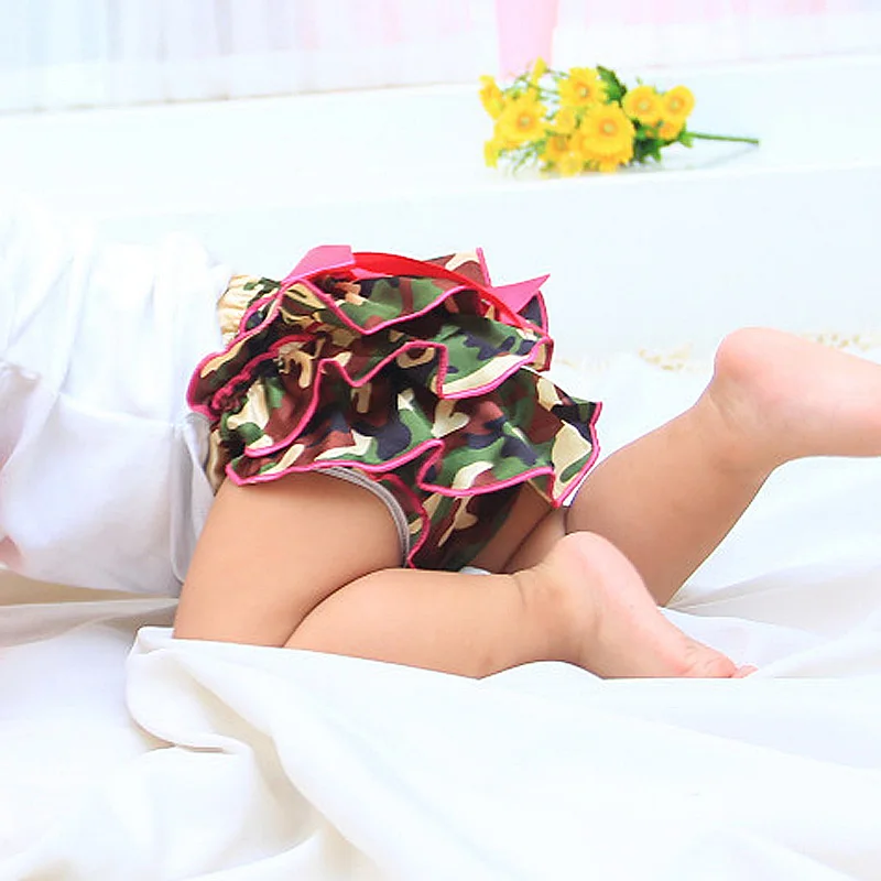 Online Lucu PP Celana Gadis Bunga Mengacak acak Pof Bayi Ruffle Celana Pendek Musim Panas Celana Anak Popok Penutup Dengan Busur Besar 88 M09