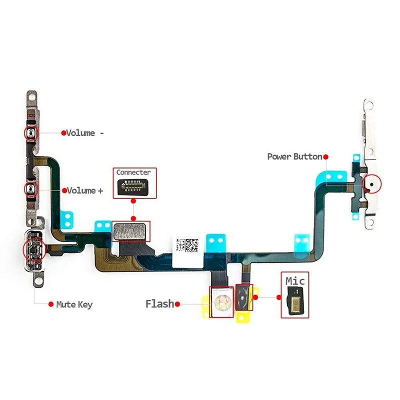 2 шт./компл. для iPhone 7 7p 8 8 Plus Полный набор винтов+ включение/выключение питания выключение звука Кнопки громкости проблесковые светодиодные фонари гибкий кабель