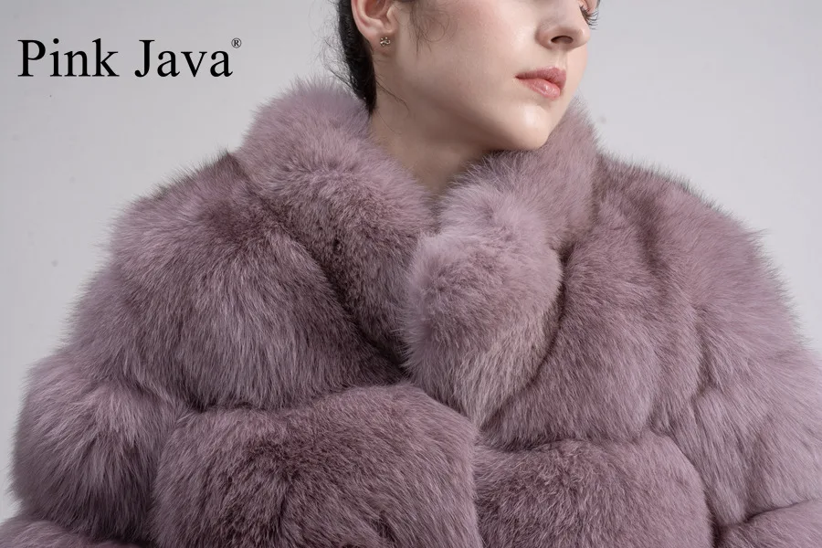 Розовая java QC8142 новая модель женская шуба из натурального Лисьего меха с воротником из лисьего меха пальто с длинными рукавами gebuine костюм лисы Высокое качество