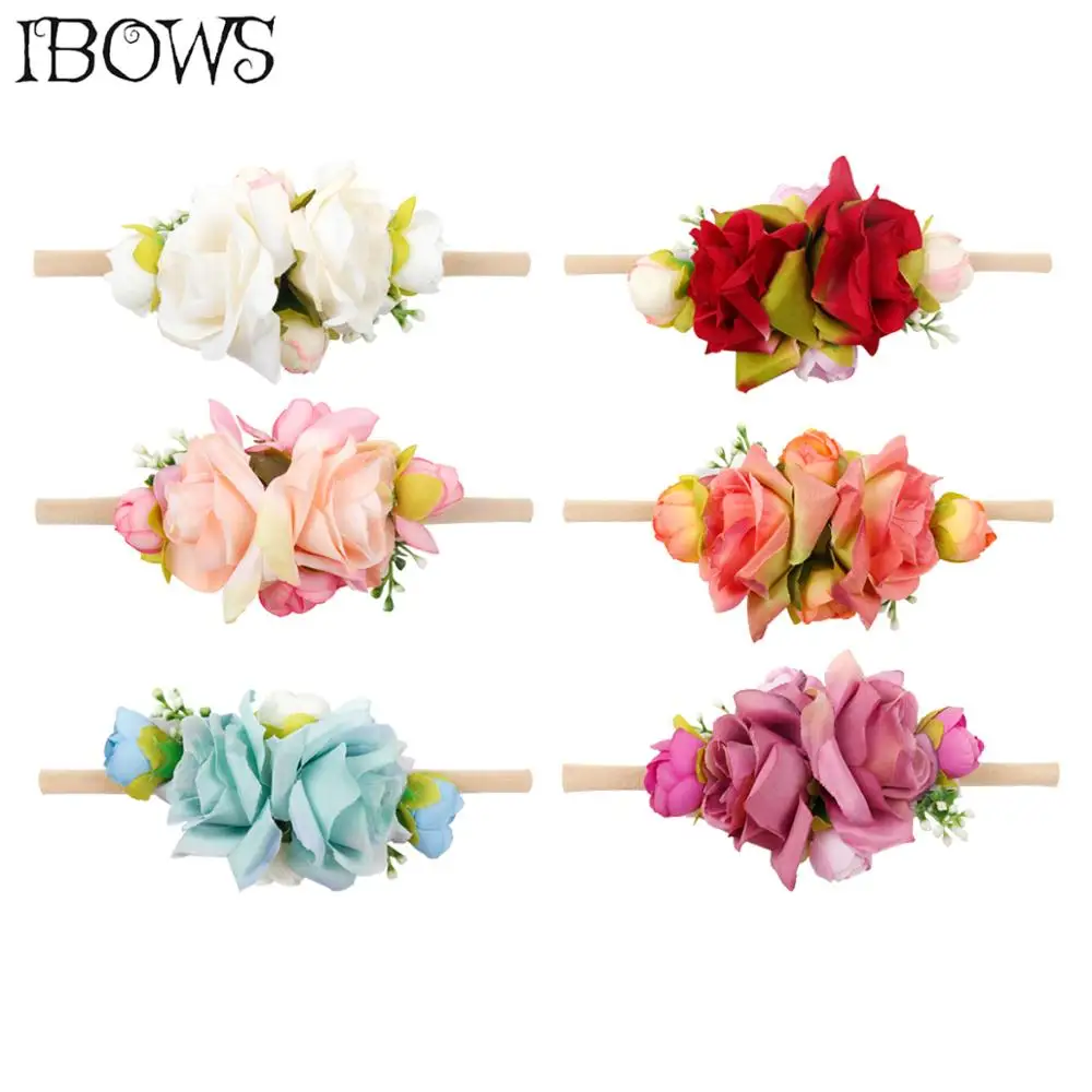 

Flower Headband With Elastic Nylon Band Artificial Flower Garland Hairband Fashion Birthday Party Gift Hair Accessories